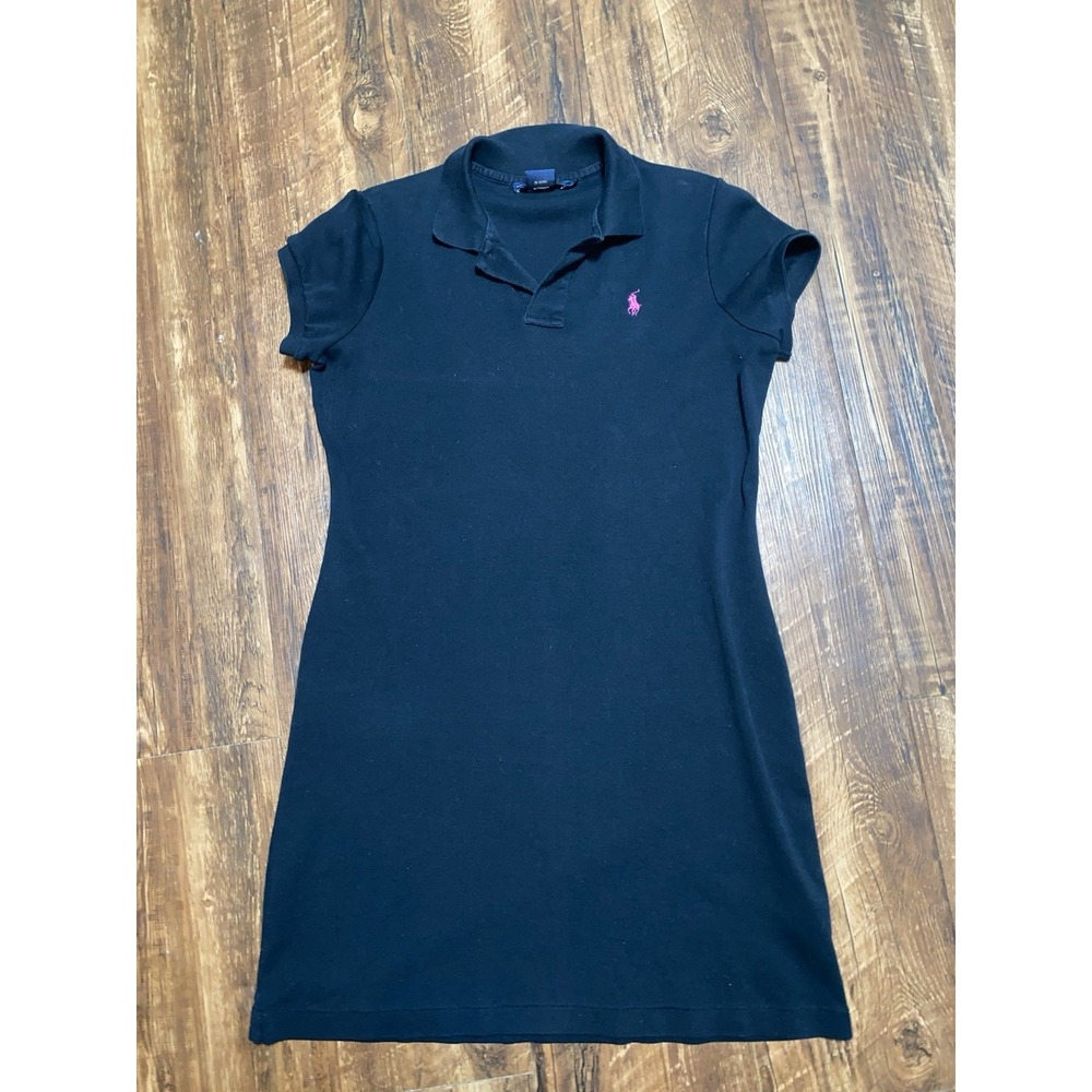 Ralph‎ Lauren Sport Large Womens 100% Cotton Black Shirt Dress